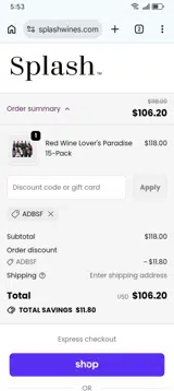 ADBSF coupon verification screenshot