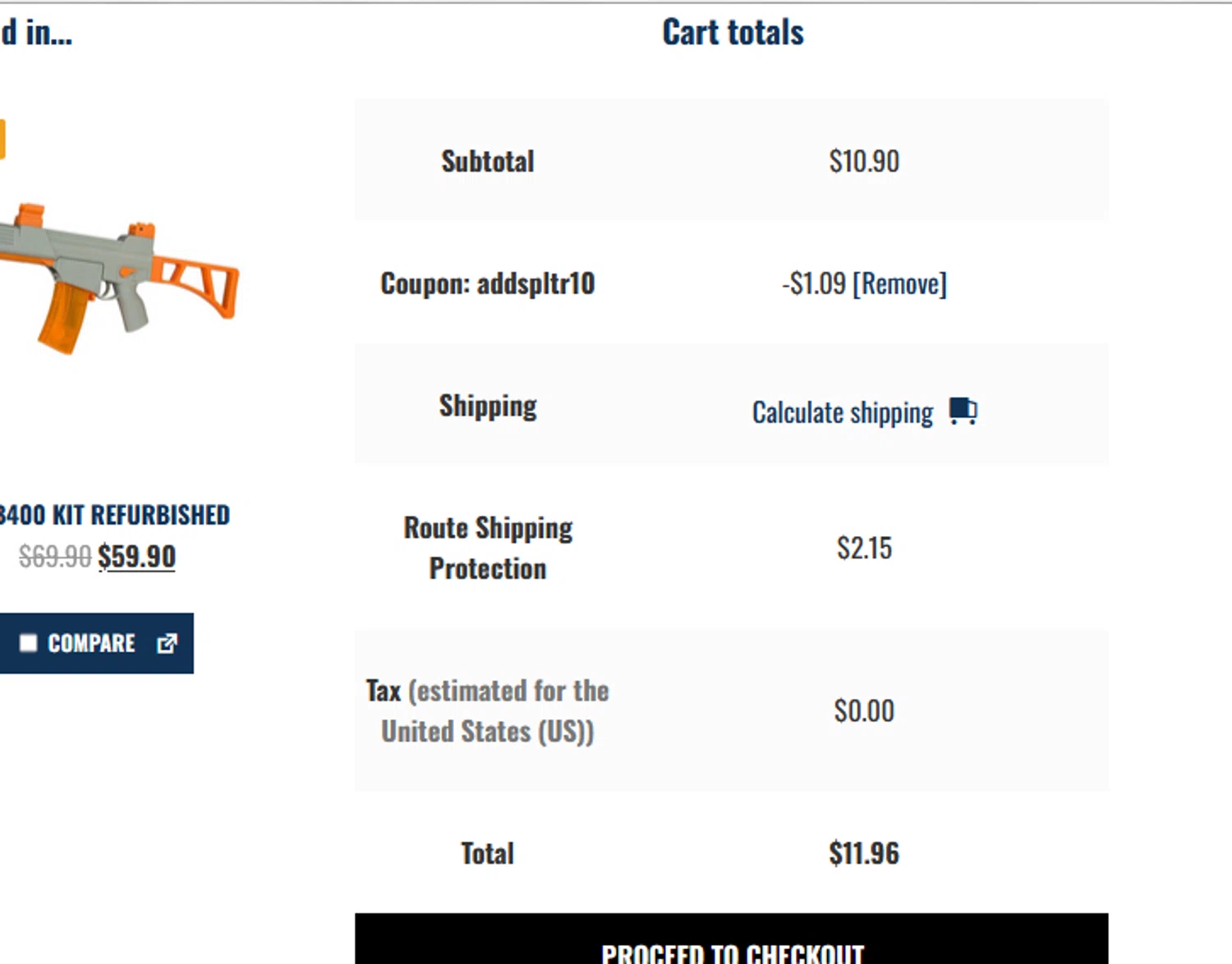 SplatRBall Water Bead Blaster promo code screenshot showing code ADDSPLTR10 applied at SplatRBall Water Bead Blaster checkout page. Uploaded by SimplyCodes community member CRYSTALSUICINE on May 26, 2025