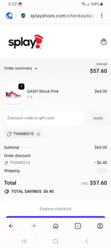 THANKS10 coupon verification screenshot