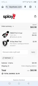 Natalie coupon verification screenshot