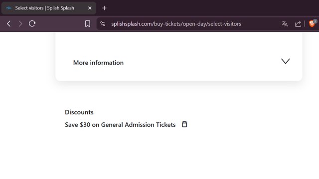 Splish Splash checkout page showing Splish Splash promo code box | Screenshot taken by SimplyCodes community member on Aug 28, 2025