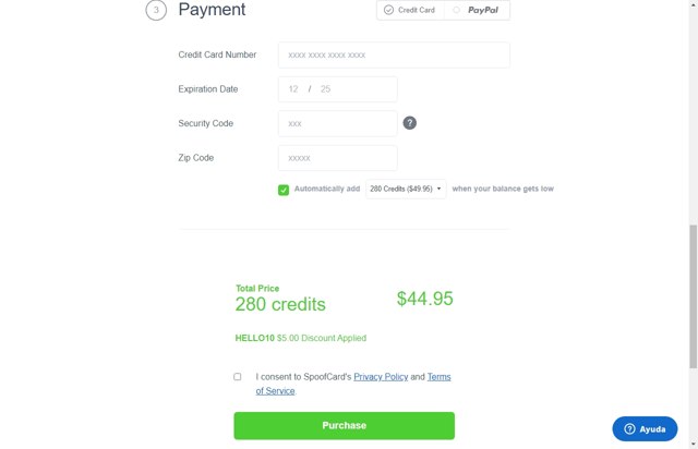 SpoofCard checkout page showing SpoofCard promo code box | Screenshot taken by SimplyCodes community member on Oct 27, 2022