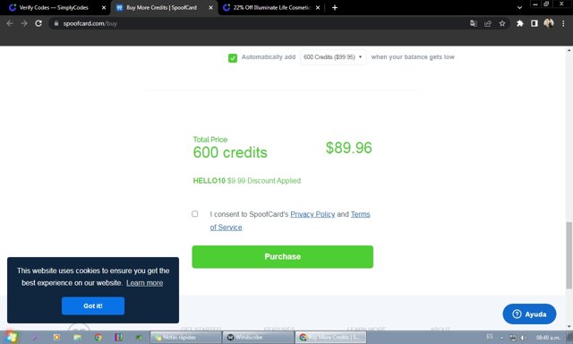 SpoofCard checkout page showing SpoofCard promo code box | Screenshot taken by SimplyCodes community member on Dec 24, 2022