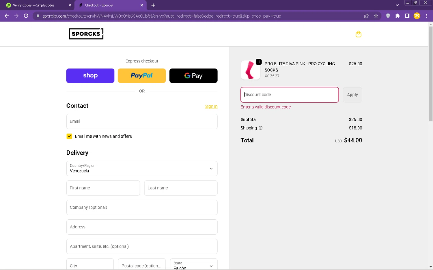 SPORCKS discount code screenshot showing code bogo50 applied at SPORCKS checkout page. Uploaded by SimplyCodes community member kervinnavarro on Oct 26, 2025