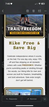 Freedom15 coupon verification screenshot