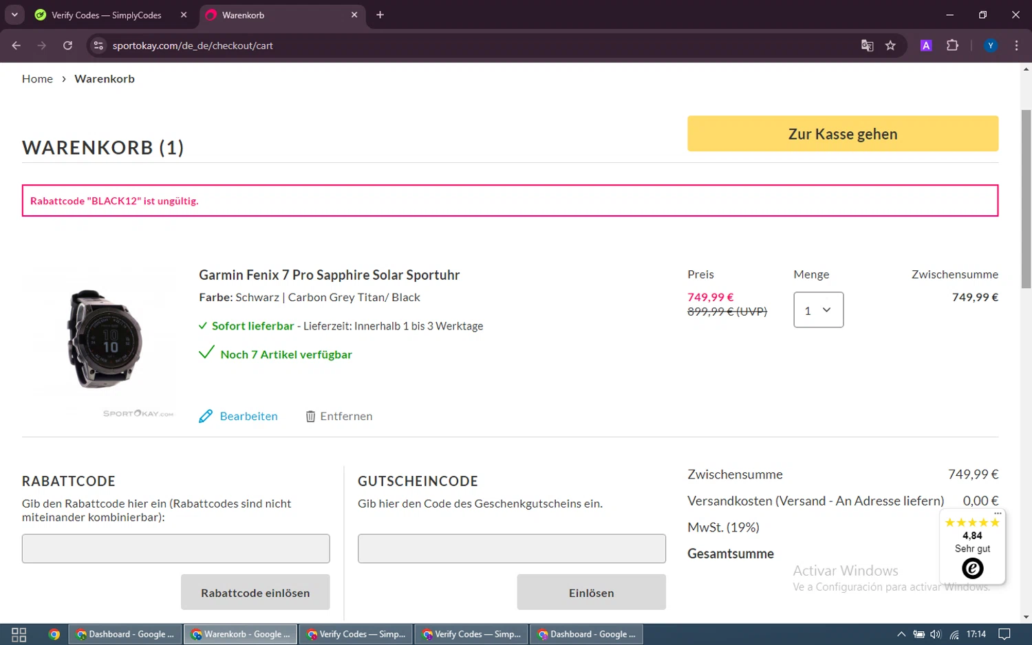 SportOkay discount code screenshot showing code BLACK12 applied at SportOkay checkout page. Uploaded by SimplyCodes community member VoucherSentinel5782 on Jan 21, 2025