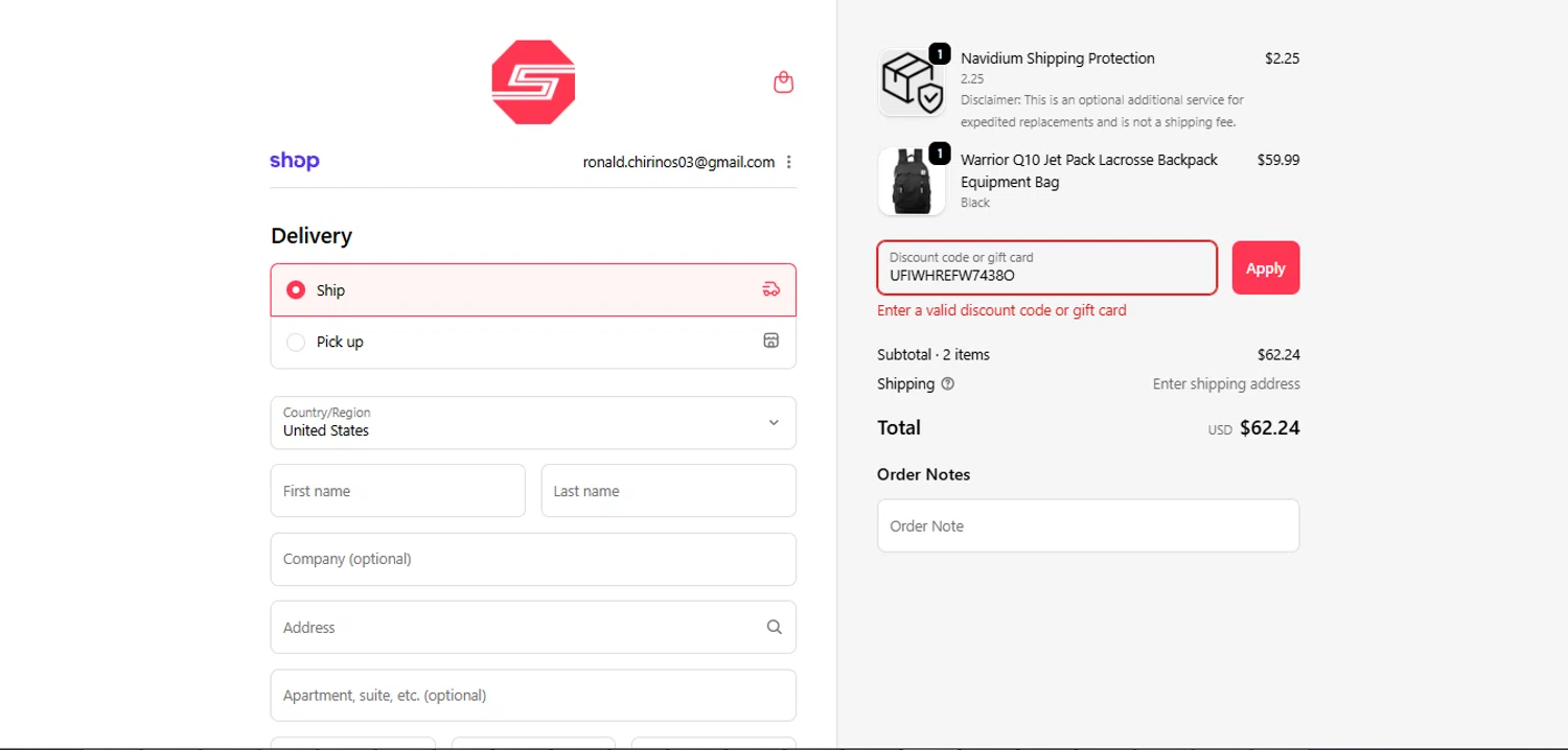 Sportstop.com discount code screenshot showing code UFIWHREFW7438O applied at Sportstop.com checkout page. Uploaded by SimplyCodes community member PennySage5996 on Feb 11, 2026