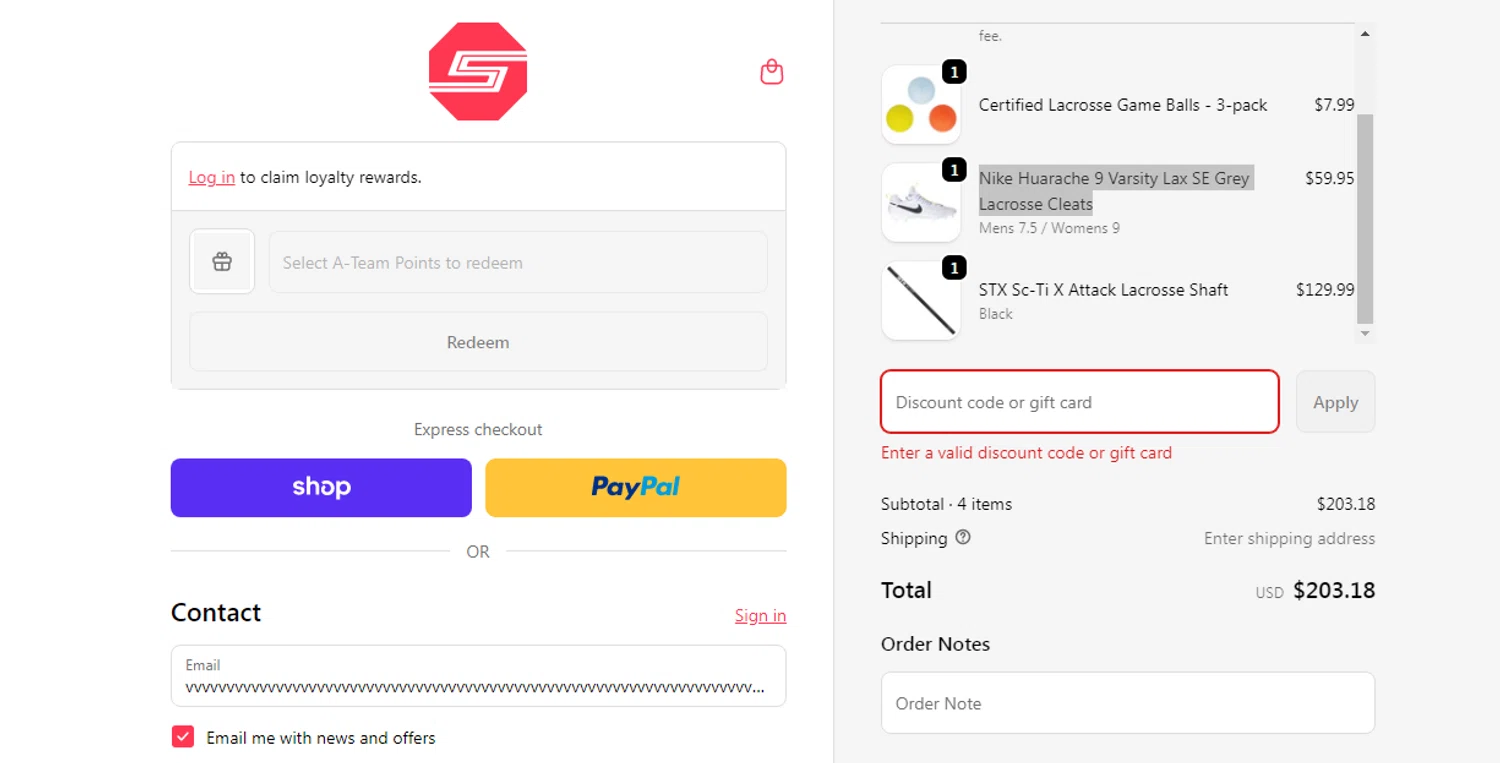 Sportstop.com discount code screenshot showing code SPORTSTOP33 applied at Sportstop.com checkout page. Uploaded by SimplyCodes community member reinelysmalave on Feb 20, 2026