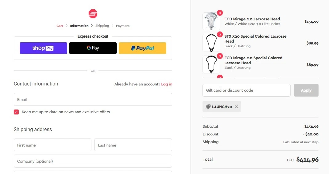 Sportstop.com checkout page showing Sportstop.com discount code box | Screenshot taken by SimplyCodes community member on Oct 29, 2020