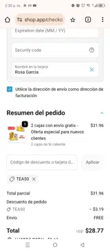 TEA50 coupon verification screenshot