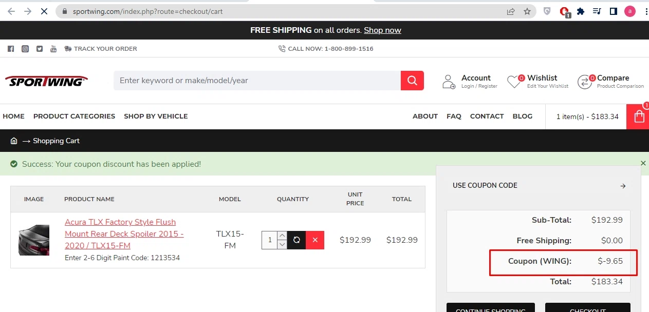how to use Sportwing coupons