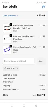 EDGAC72 coupon verification screenshot