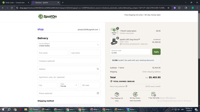 SpotOn checkout page showing SpotOn promo code box | Screenshot taken by SimplyCodes community member on Sep 8, 2025