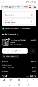 FREESHIPPING coupon verification screenshot