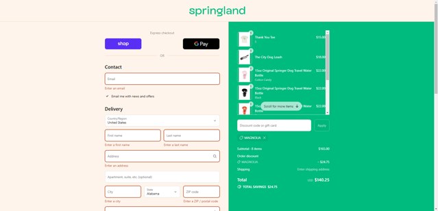 Springer checkout page showing Springer coupon code box | Screenshot taken by SimplyCodes community member on Aug 28, 2025