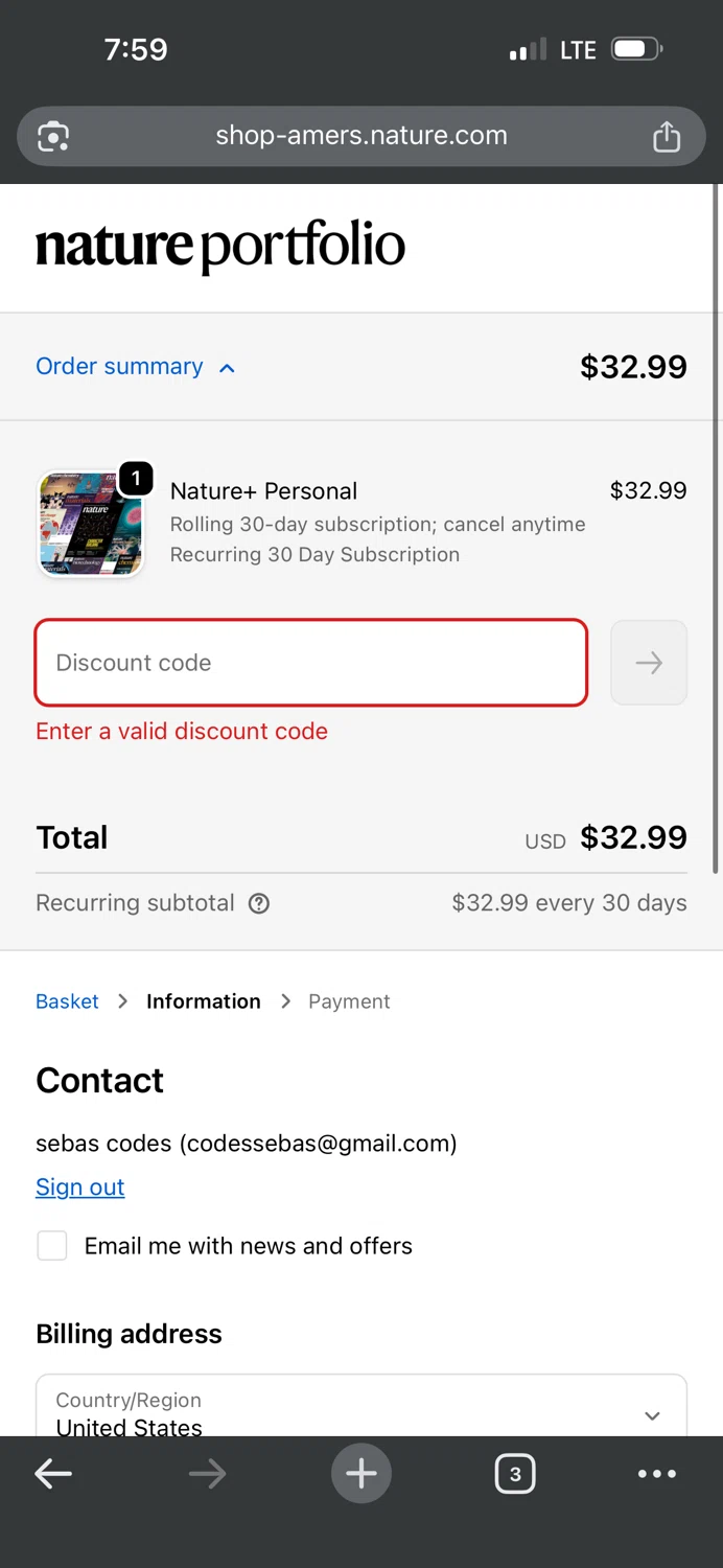 SpringerLink coupon code screenshot showing code LOYAL25 applied at SpringerLink checkout page. Uploaded by SimplyCodes community member Sebastiangil on Nov 20, 2025