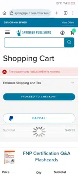 WELCOME10 coupon verification screenshot