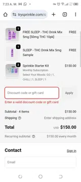 SOBER30 coupon verification screenshot