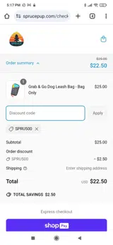 SPRU500 coupon verification screenshot