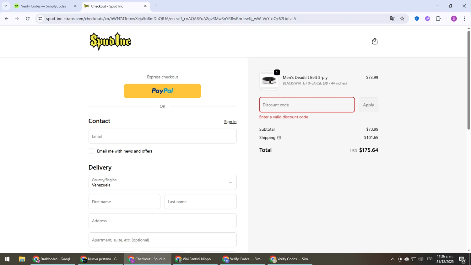 Spud Inc coupon code screenshot showing code onlyforyou applied at Spud Inc checkout page. Uploaded by SimplyCodes community member Son_Goku on Dec 31, 2025