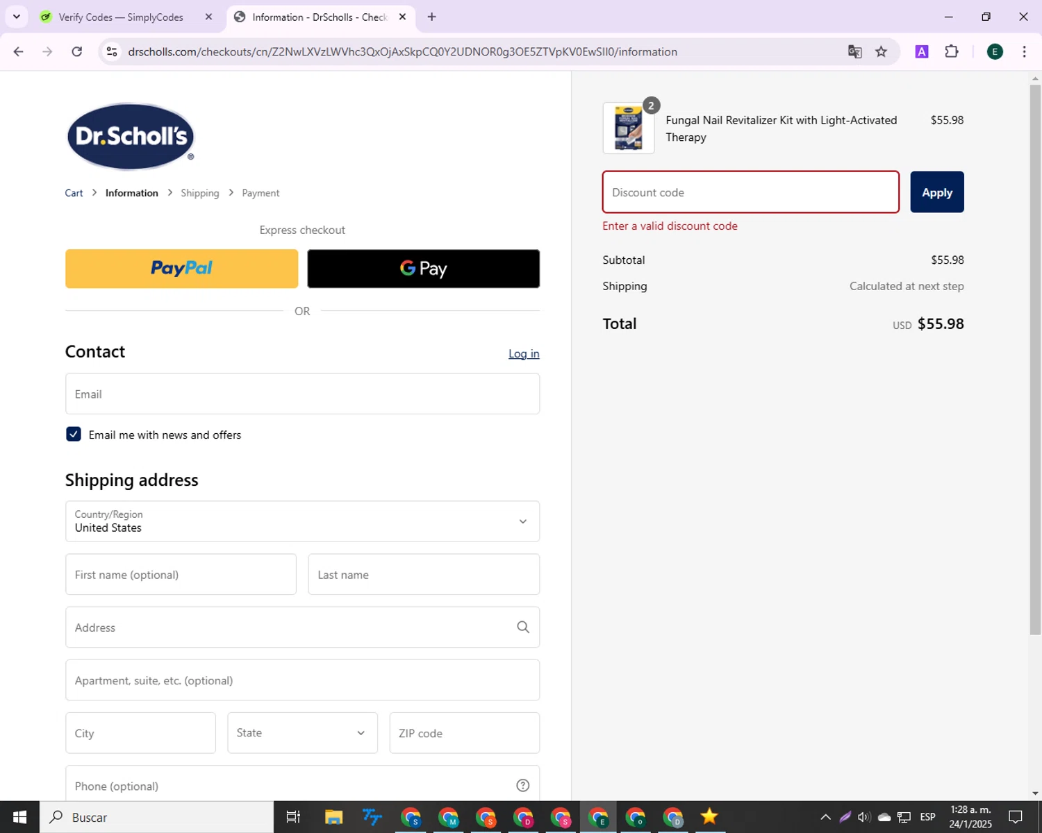 Spyscape promo code screenshot showing code SPYGAMES applied at Spyscape checkout page. Uploaded by SimplyCodes community member 000005 on Jan 24, 2025