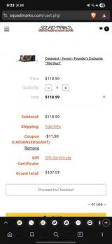 CADIANSERGEANT coupon verification screenshot