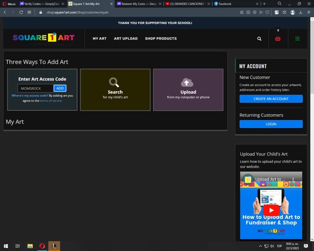 Square 1 Art checkout page showing Square 1 Art promo code box | Screenshot taken by SimplyCodes community member on Mar 22, 2023