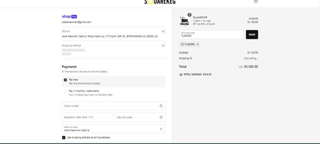 Square Keg checkout page showing Square Keg discount code box | Screenshot taken by SimplyCodes community member on Oct 3, 2024