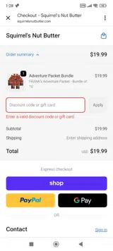 TORI25 coupon verification screenshot