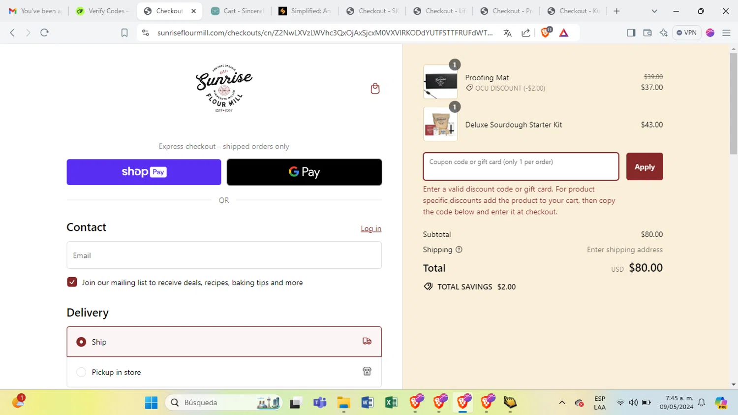 how to use Sunrise Flour Mill coupons