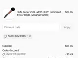SRM Knives coupon verification screenshot