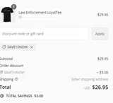 SAVE10NOW coupon verification screenshot