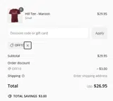OFF10 coupon verification screenshot