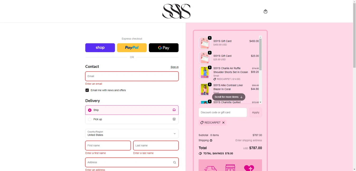 SSYS checkout page showing SSYS discount code box | Screenshot taken by SimplyCodes community member on Jan 29, 2026
