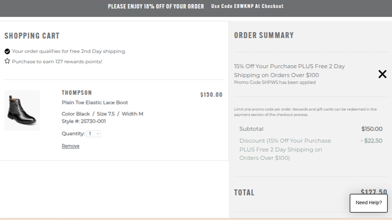 Stacy Adams promo code screenshot showing code SHPW5 applied at Stacy Adams checkout page. Uploaded by SimplyCodes community member Mosue17 on Dec 8, 2025