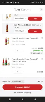 Welcome coupon verification screenshot