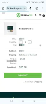Combat20 coupon verification screenshot