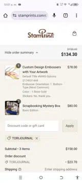 TORIJOURNAL coupon verification screenshot
