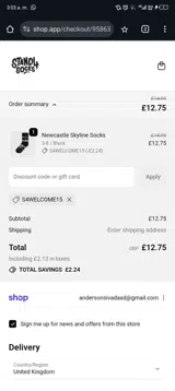 S4WELCOME15 coupon verification screenshot