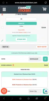 GOOGLE20 coupon verification screenshot