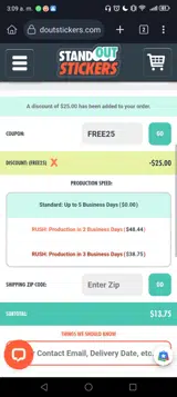 FREE25 coupon verification screenshot