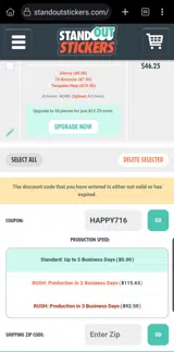 HAPPY716 coupon verification screenshot