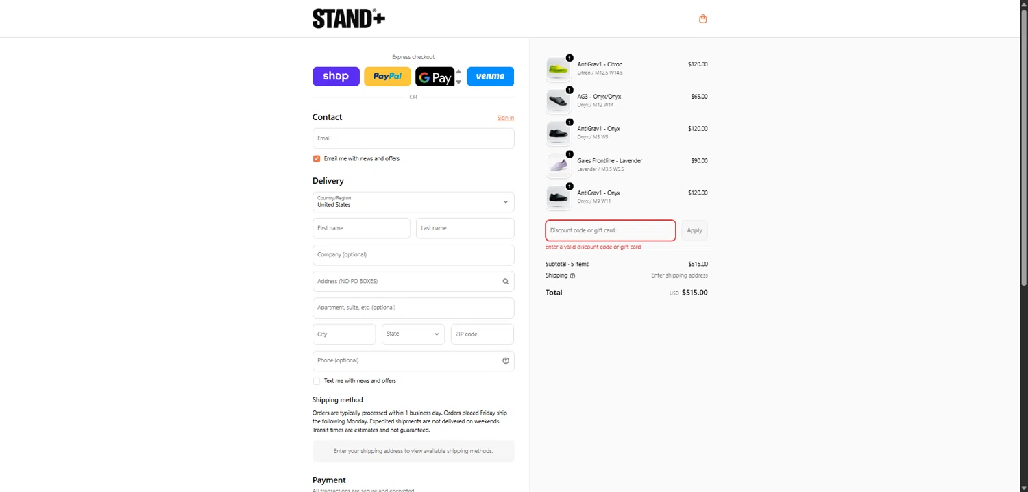 STAND+ discount code screenshot showing code Lifewithmads-vmj7pvdc applied at STAND+ checkout page. Uploaded by SimplyCodes community member SavvyCollector7681 on Feb 11, 2026