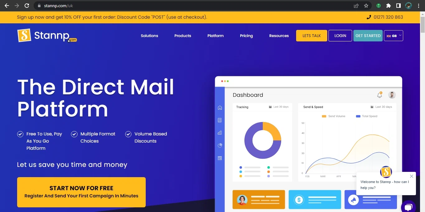 Stannp checkout page showing Stannp promo code box | Screenshot taken by SimplyCodes community member on Jun 1, 2023