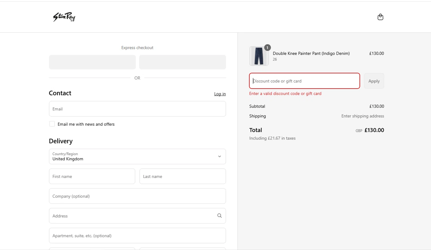 Stan Ray discount code screenshot showing code Welcome25 applied at Stan Ray checkout page. Uploaded by SimplyCodes community member Marboroooooooooooo on Jun 5, 2025