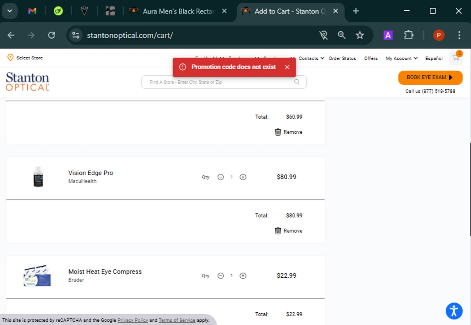 Stanton Optical promo code screenshot showing code STEAL applied at Stanton Optical checkout page. Uploaded by SimplyCodes community member Isabelle_adjanichamber on Jan 27, 2025
