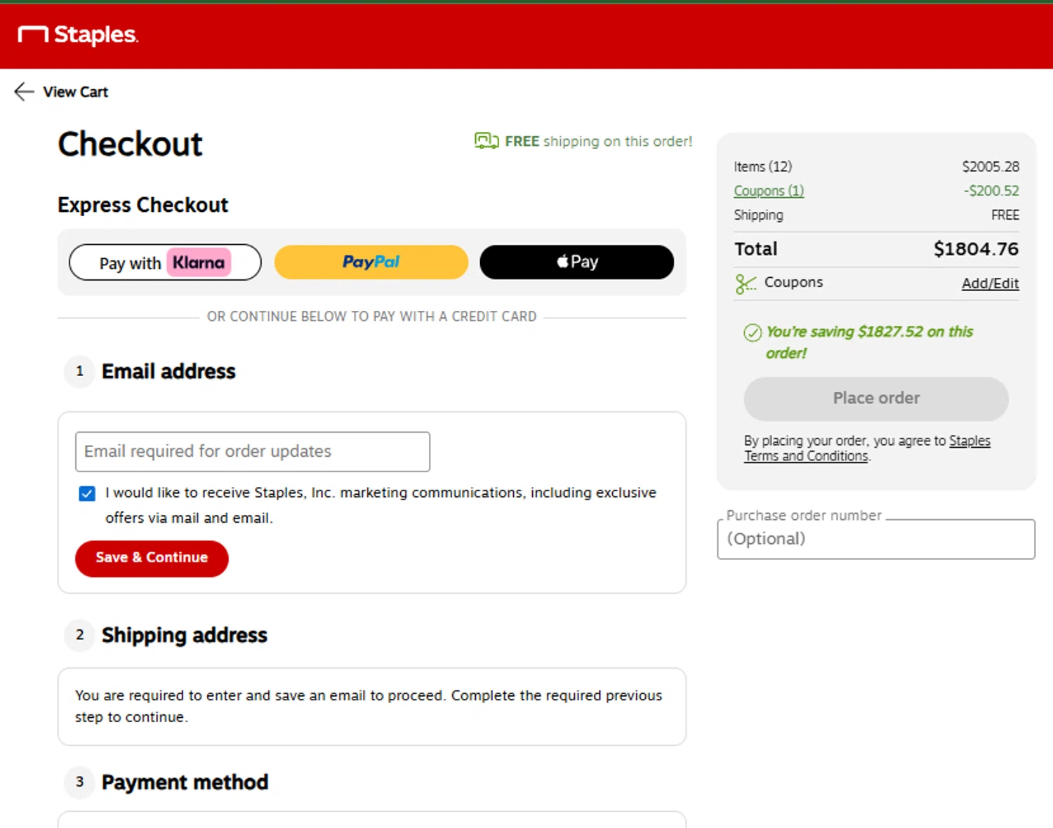Staples promo code screenshot showing code 36813 applied at Staples checkout page. Uploaded by SimplyCodes community member RubiDg on Aug 29, 2025