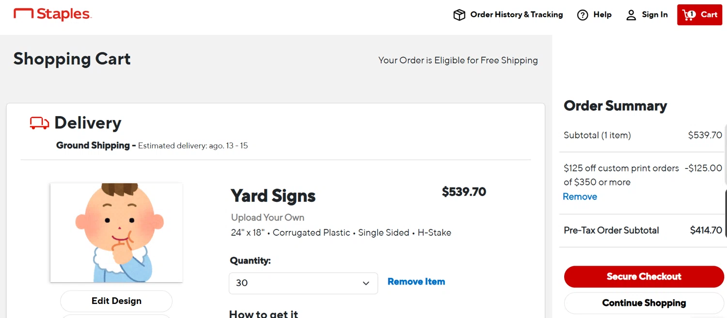 Staples promo code screenshot showing code 64783 applied at Staples checkout page. Uploaded by SimplyCodes community member Gaby04 on Aug 3, 2025