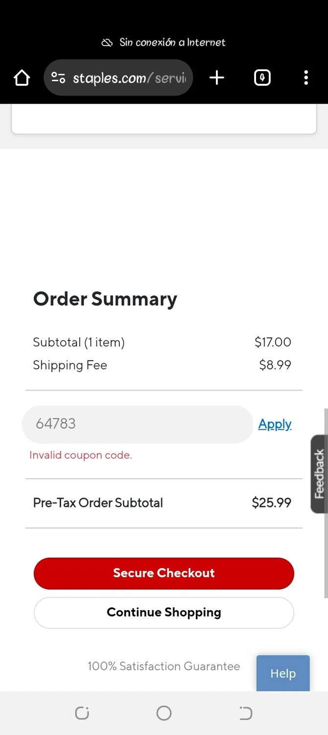Staples Design coupon code screenshot showing code 64783 applied at Staples Design checkout page. Uploaded by SimplyCodes community member alexmarygomez on Sep 19, 2025