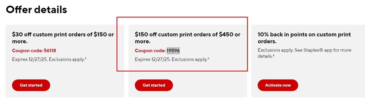 Staples Design coupon code screenshot showing code 19596 applied at Staples Design checkout page. Uploaded by SimplyCodes community member Alofoke on Dec 27, 2025
